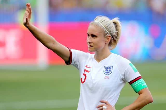 Stephen Darby is married to England Women's captain Steph Houghton, pictured acknowledging the fans at the end of the FIFA Women's World Cup Third Place Play-Off at the Stade de Nice, Nice. last week (Picture: PA)