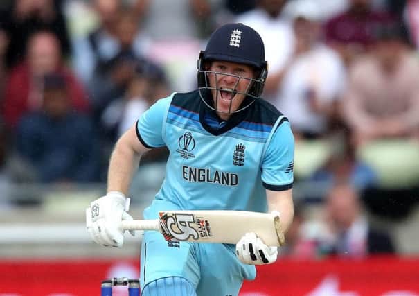 England's Eoin Morgan celebrates hitting the winning runs during the ICC World Cup, Semi Final at Edgbaston, Birmingham. (Picture: Nick Potts/PA Wire)