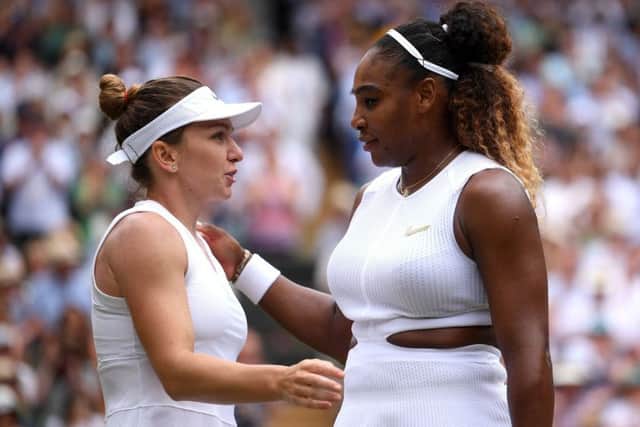 Serena Williams congratulates Simona Halep after the women's singles final at Wimbledon. Picture: Laurence Griffiths/PA