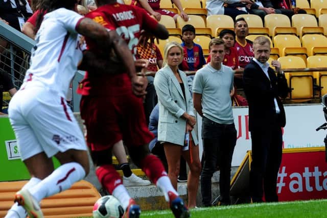 Stephen Darby is pictured with his wife England captain Steph Houghton at Valley Parade.
