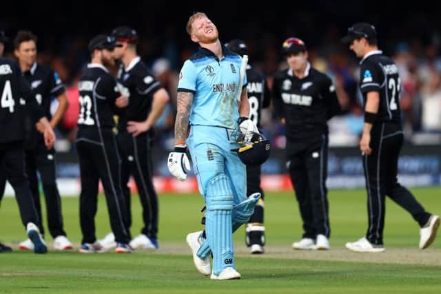THE AGONY ... Ben Stokes of England reacts as scores are level at the end of 50 overs at Lord's. Picture: Michael Steele/Getty Images