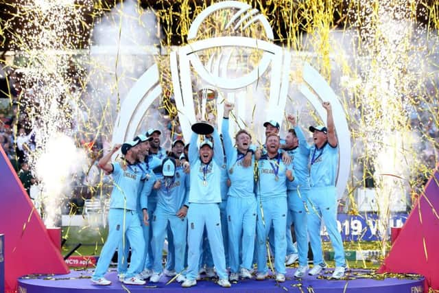 England celebrate winning the ICC World Cup at Lord's. Picture: Nick Potts/PA