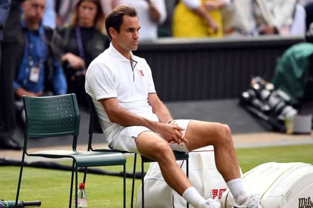 NOT THIS TIME: Roger Federer shows his disappointment after losing the Wimbledon mens singles final to Novak Djokovic. Picture: Victoria Jones/PA