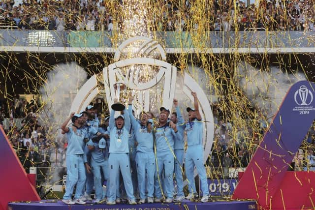 The England team celebrate an unforgettable World Cup win.