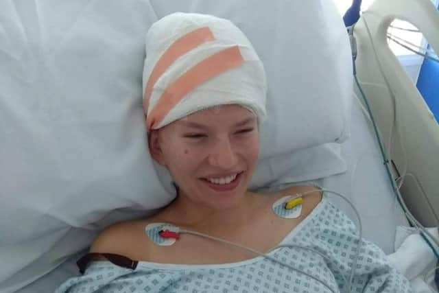 Emeline straight after surgery at the Royal Hallamshire Hospital Sheffield