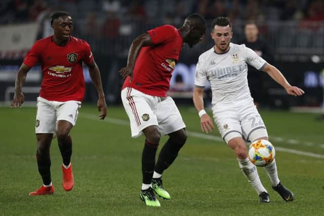 Leeds United's Jack Harrison on the attack against Manchester United in Perth. Picture: Theron Kirkman/Sportimage
