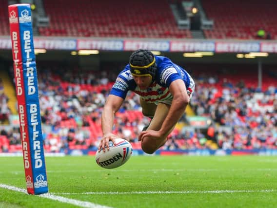 Wakefield's Ben Jones-Bishop scores a try against Catalans at Magic Weekend (PIC: Alex Whitehead/SWpix.com)