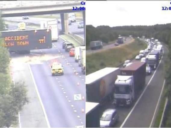 The crash is causing long delays on the M1 northbound