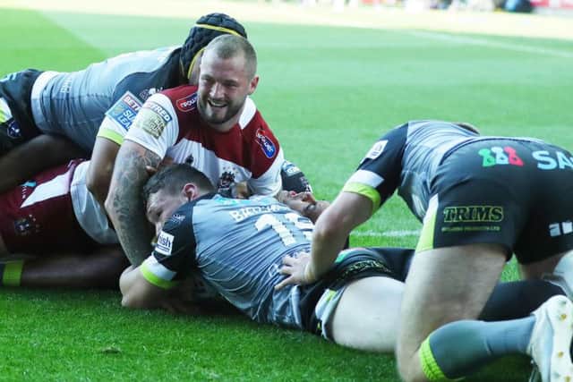 Former Leeds Rhinos and Castleford Tigers full-back Zak Hardaker grabbed a try. PIC: Paul Currie/SWpix.com