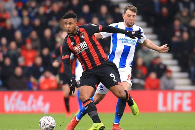 Bournemouth's Lys Mousset (left) and Brighton & Hove Albion's Dale Stephens battle for the ball during the Emirates FA Cup, third round match at the Vitality Stadium, Bournemouth. (Picture; PA)