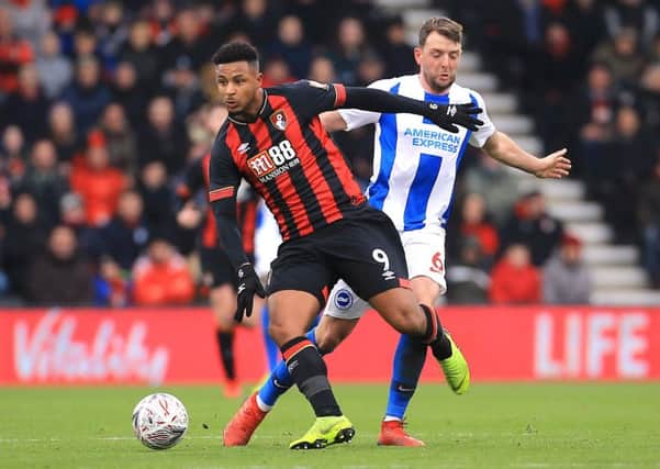 Bournemouth's Lys Mousset (left) and Brighton & Hove Albion's Dale Stephens battle for the ball during the Emirates FA Cup, third round match at the Vitality Stadium, Bournemouth. (Picture; PA)