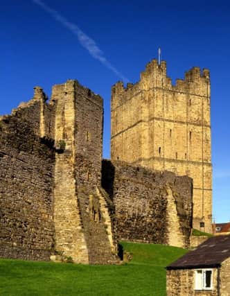 Richmond Castle, North Yorkshire Looking alond curtain wall torwards the keep. (Credit: English Heritage).