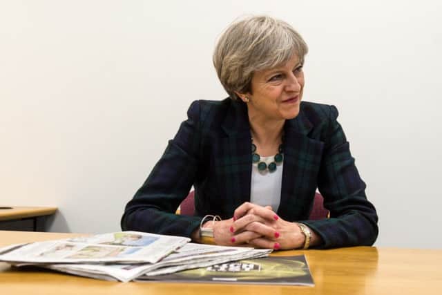 Theresa May at The Yorkshire Post's offices at the start of the 2017 election.