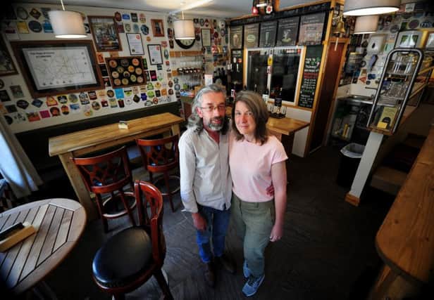 Nadine Waring and Damian Lake are to get married in the their micropub, Calan's at Hebden Bridge. Picture by Simon Hulme