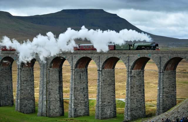 Flying Scotsman crossing the Ribblehead Viaduct on the Settle Carlisle line in March 2017.  Picture: Bruce Rollinson