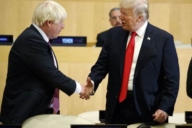 Boris Johnson and Donald Trump met at the United Nations in 2017.