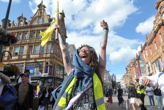 Members of Extinction Rebellion during a recent rally in Leeds.