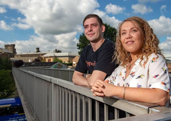 Francesca Joy, the founder of Imagine If Theatre Company and Carl, a young ex-offender who has benefitted from the scheme. Picture: Bruce Rollinson).