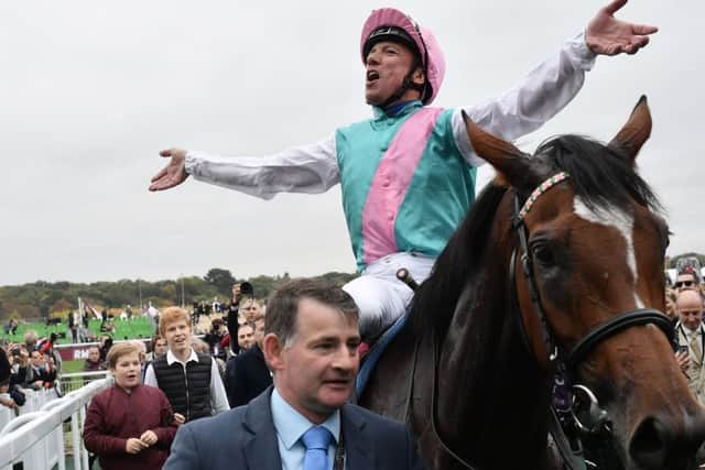 Frankie Dettori after last year's Arc win on Enable.