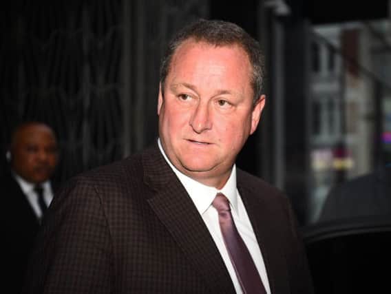 Mike Ashley leaves a meeting at the Sports Direct headquarters on Friday
