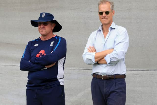 DECISIONS, DECISIONS: England head coach Trevor Bayliss (left) with national team selector Ed Smith. Picture: Mike Egerton/PA