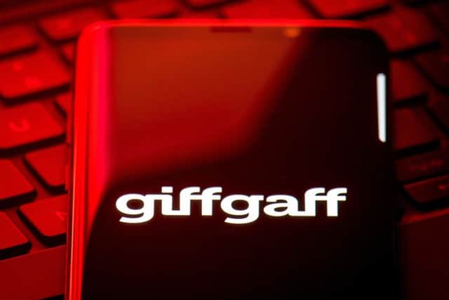 The logo of mobile phone network GiffGaff displayed on the screen of a smartphone, as the mobile phone group has been fined £1.4 million by the industry watchdog for "unacceptable" billing mistakes after it overcharged around 2.6 million customers. PRESS ASSOCIATION Photo. Issue date: Tuesday July 30, 2019. Photo: Dominic Lipinski/PA Wire