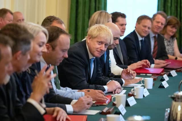 Prime Minister Boris Johnson holds his first Cabinet meeting at Downing Street in London. Photo: Aaron Chown/PA Wire