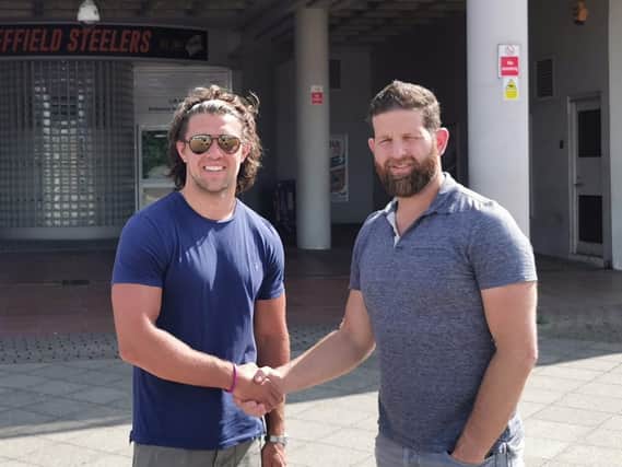 IT'S A DEAL: Ben Morgan and Aaron Fox agreed on a way forward between Sheffield Steelers and Sheffield Steeldogs very quickly. Picture supplied.