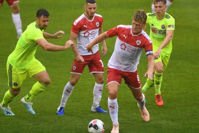 Barnsley's Cameron McGeehan gets the ball under control in a pre-season friendly against Sheffield United last weekend. 
(Picture: Jonathan Gawthorpe)