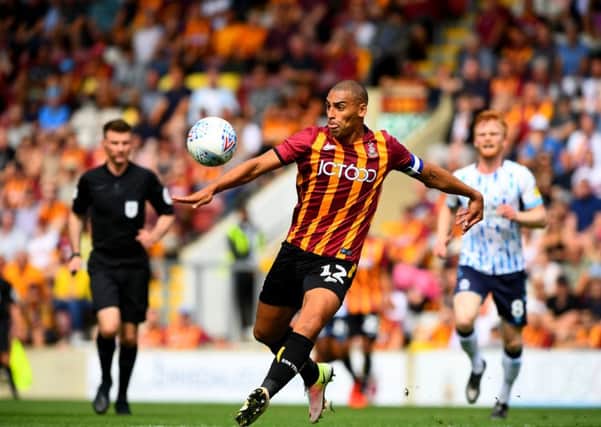 Off target: Bradford City captain James Vaughan fails to test the Cambridge goalkeeper. Picture: James Hardisty