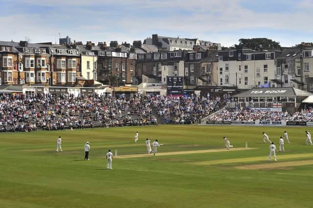 Crowds enjoying the Scarborough Cricket Festival and a match between Yorkshire and Nottinghamshire. (Richard Ponter).