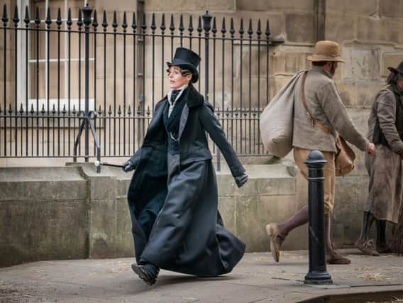 Suranne Jones as Anne Lister striding forth in BBC1 drama Gentleman Jack (C) Lookout Point/HBO - Photographer: Ben Blackall