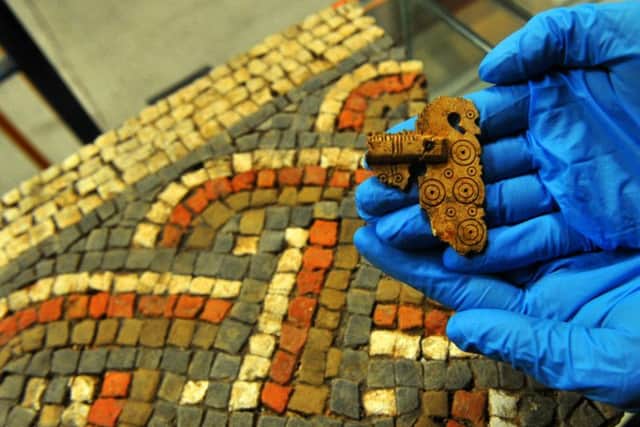 This mosaic was removed from the site of Beadlam Roman Villa, near Helmsley