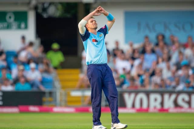 TOUGH TIMES: Yorkshire's Matt Pillans shows his frustration during the T20 Blast defeat to Lancashire at Headingley. The Roses rivals meet again at Old Trafford tonight. Picture: Allan McKenzie/SWpix.com