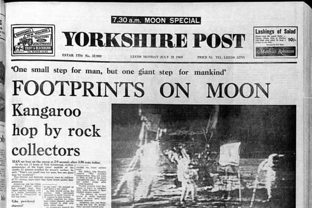 A Yorkshire Post front page on the moon landing from 1969.
