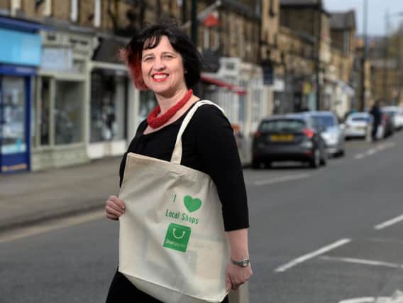 Jackie Mulligan who has launched a website called ShopAppy, which lists independent businesses and allows people to click and collect items after closing hours. She is pictured in Saltaire.   Picture Bruce Rollinson