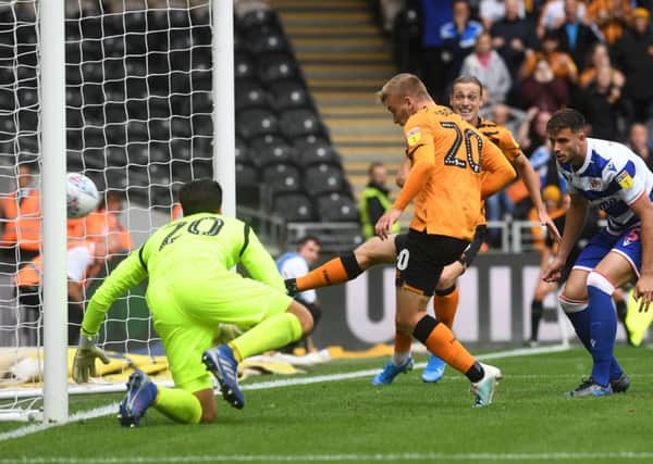 BRINGING DOWN THE ROYALS: Highly-coveted winger Jarrod Bowen taps in to give Hull City an early lead during their 2-1 triumph over Reading. He went on to set up a second for Jackson Irvine. (Picture: Jonathan Gawthorpe)