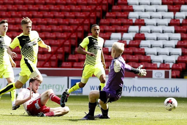 Ryan Schofield playing in goal for Huddersfield Town against Sheffield United in the PDL U21 Final at Bramall Lane Sheffield. (Picture: SportImage)