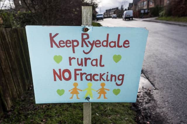 An anti-fracking road sign in Ryedale.