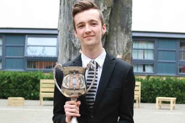 Star student Jay Green with his student of the year award. Picture: Trinity Academy, Doncaster.
