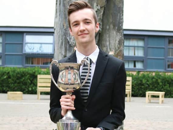 Star student Jay Green with his student of the year award. Picture: Trinity Academy, Doncaster.
