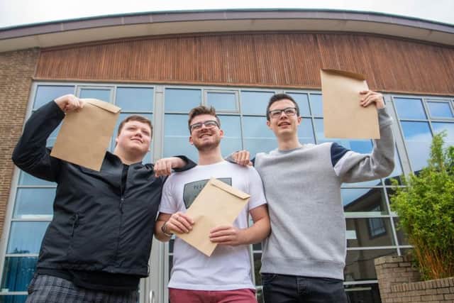 Abbey Grange students Ethan Dodd,  who got two A*s and one A, Euan Holwill, who got As and one C, and Matthew Taylor, who got  one A* and As.