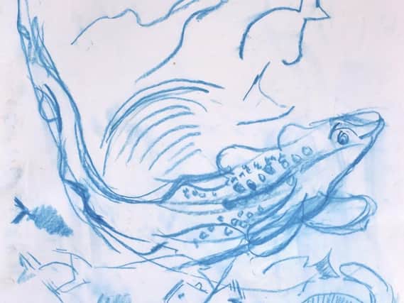 Sketchbook: Andrea Baileys blue fish drawing, one of her last works.(Pictures courtesy of Andrea Bailey and family)