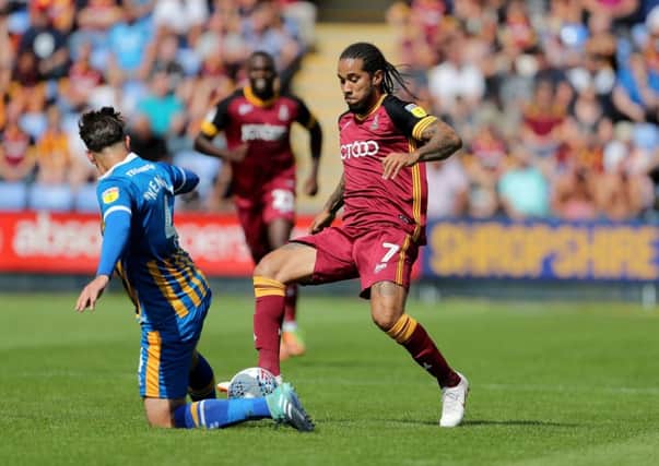 On the way back: Bradford City's Sean Scannell.