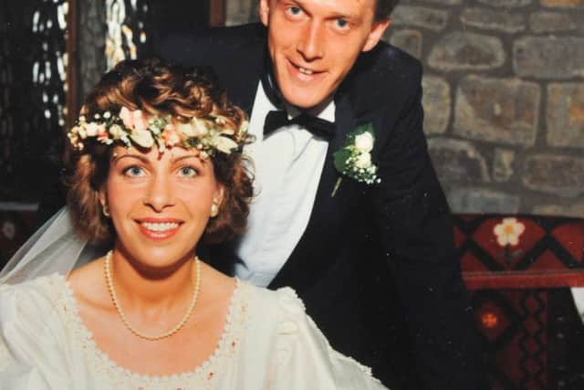 Dave and Sally Young, pictured on their wedding day.