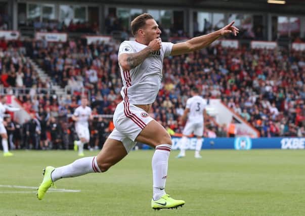 Billy Sharp of Sheffield United celebrates scoring the equaliser at Bournemouth. (Picture: James Wilson/Sportimage)