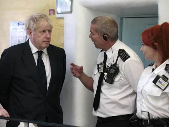Prime Minister Boris Johnson on a recent visit to HMP Leeds. Pic: PA