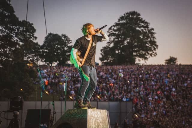 Ed Sheeran performing at Roundhay Park, Leeds, during his Divide world tour. Picture by Zakary Walters.