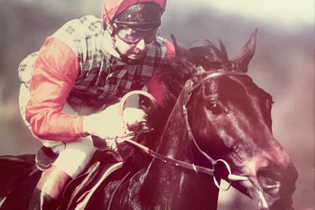 A rare colour photo of Sea Pigeon winning the 1979 Ebor under Jonjo O'Neill.