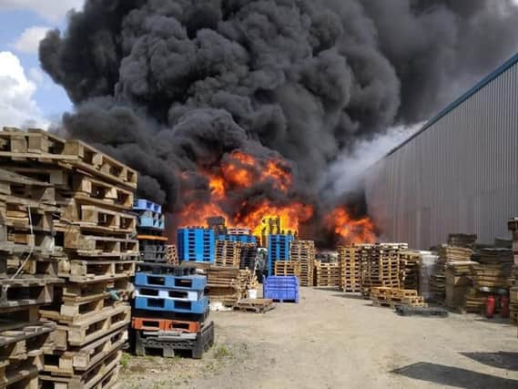 Fire at industrial site near Grimsby. Picture: Humberside Fire & Rescue